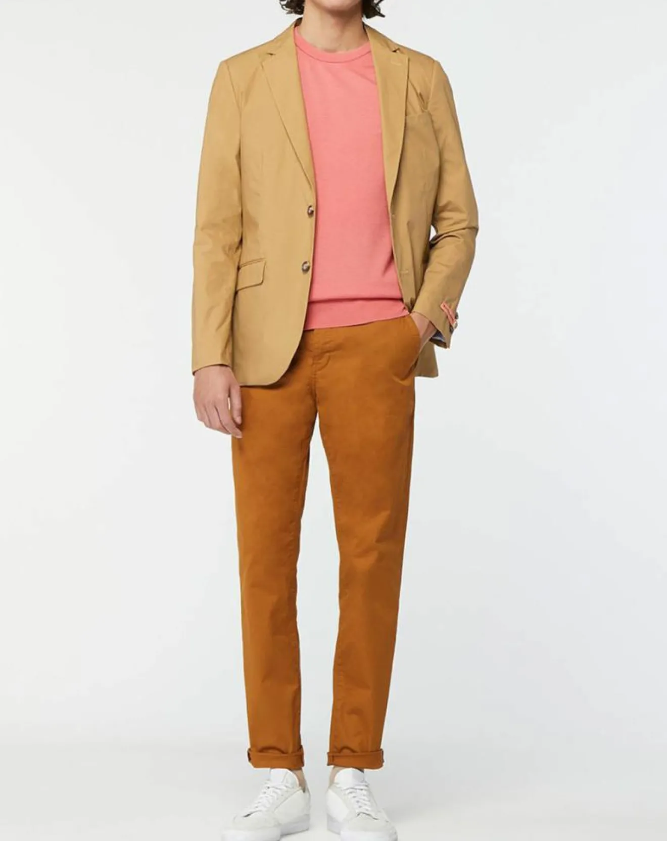 Hot Scotch & Soda Veste Cintrée en Popeline Stretch 2 boutons camel