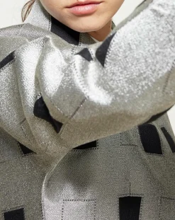 Discount Giorgio Armani Veste courte à imprimé géométriques argenté/noir