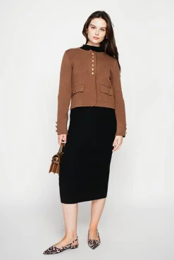 Online C&Jo Veste courte boutonnée marron