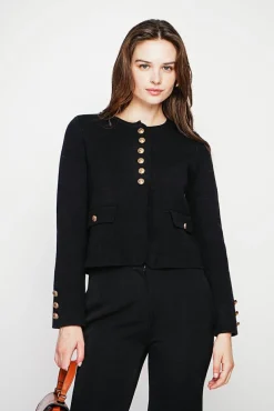 Femme C&Jo Veste courte boutonnée noire