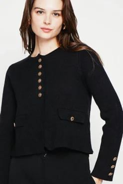 Femme C&Jo Veste courte boutonnée noire