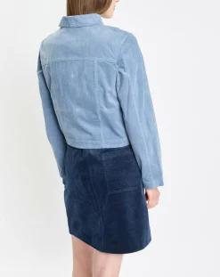 Clearance Marc O'Polo Veste courtes en Velours côtelé bleu ciel