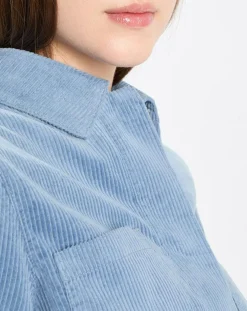 Clearance Marc O'Polo Veste courtes en Velours côtelé bleu ciel