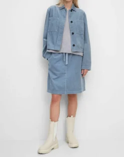 Clearance Marc O'Polo Veste courtes en Velours côtelé bleu ciel