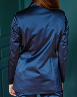 Sale Lauren Vidal Veste de costume en Satin Moon nuit