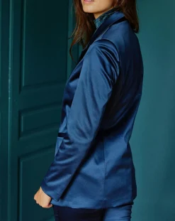 Sale Lauren Vidal Veste de costume en Satin Moon nuit