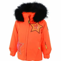 Enfant Degré 7 Veste de Ski Etoile col fausse fourrure orange