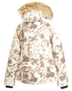 Femme Degré 7 Veste de Ski Flegere imprimé col fausse fourrure vanille