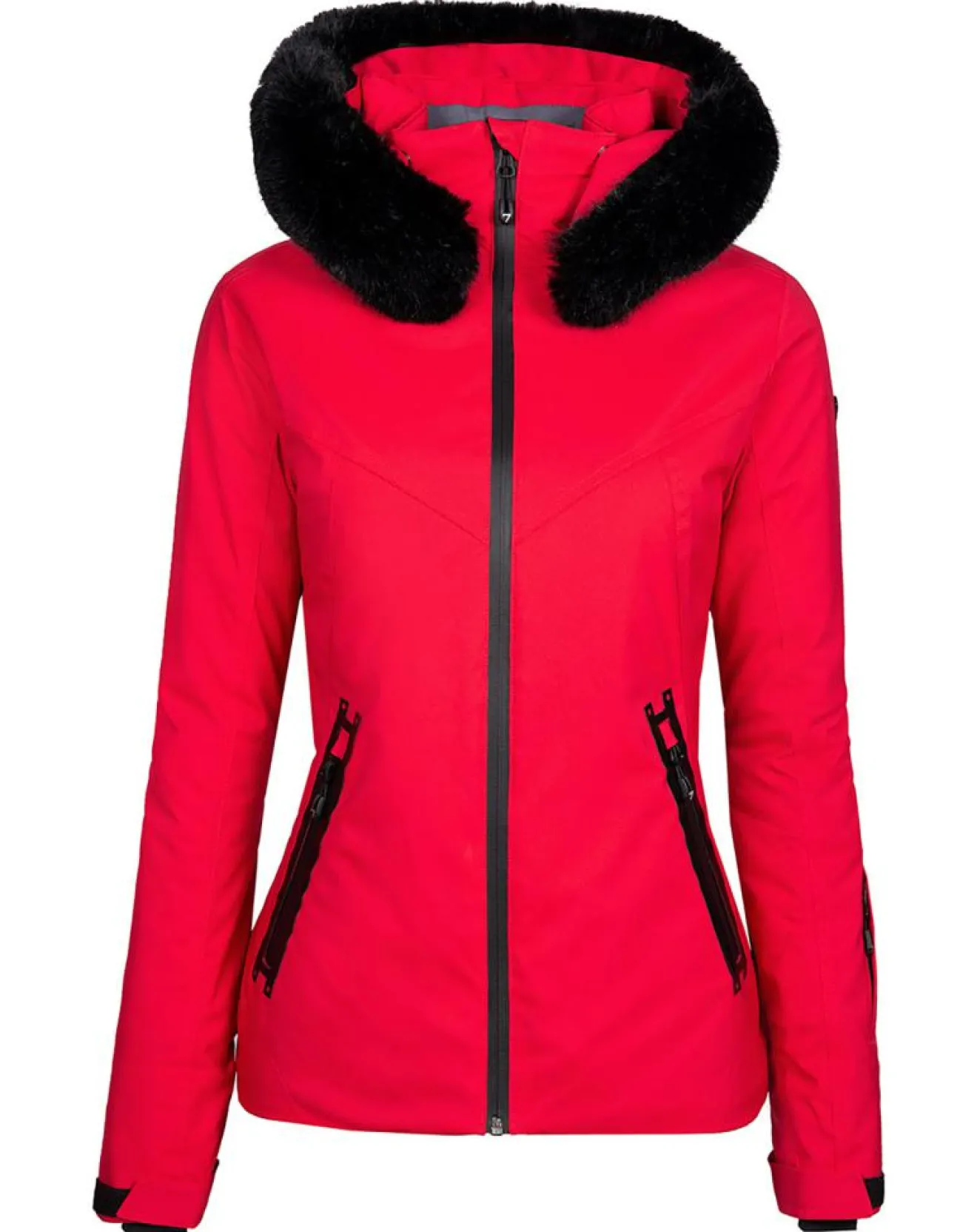 Femme Degré 7 Veste de ski Geod fausse fourrure rouge