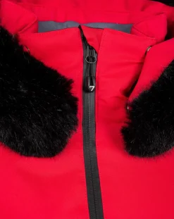 Femme Degré 7 Veste de ski Geod fausse fourrure rouge