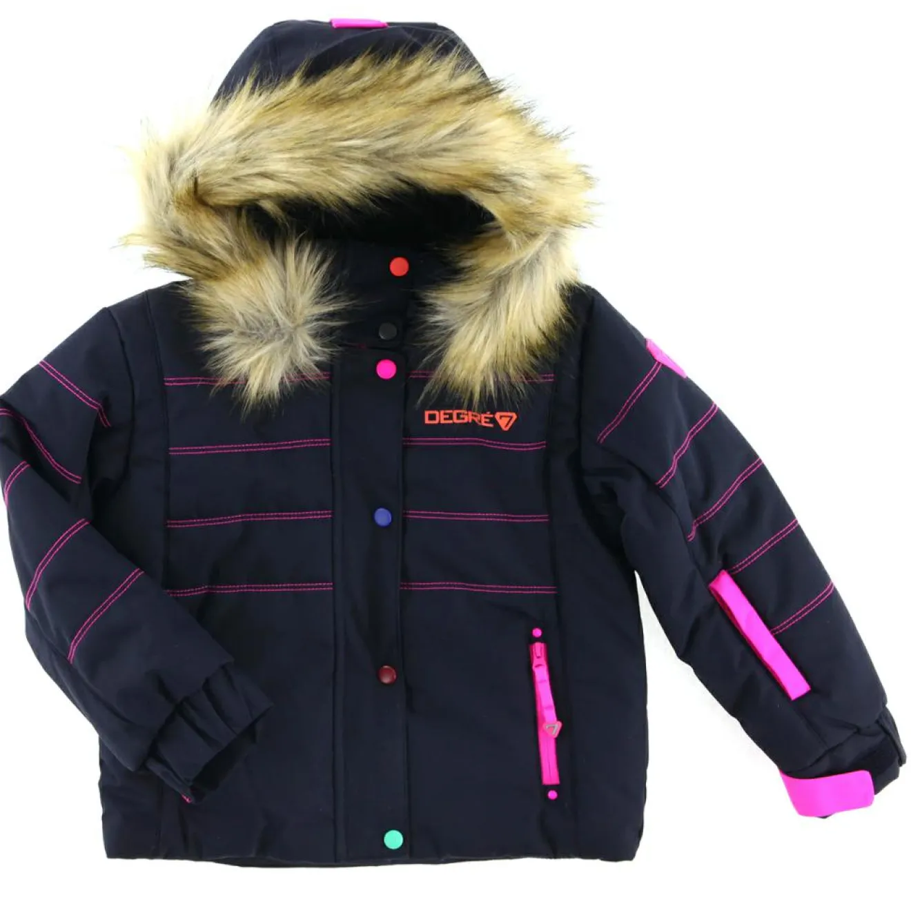 Enfant Degré 7 Veste de ski Snow col fausse fourrure bleu foncé