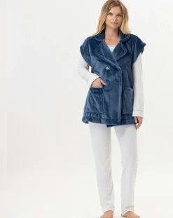 Femme Le Chat Veste d'intérieur en peluche flanelle Essentiel prusse