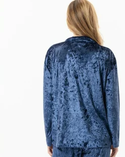 Hot Le Chat Veste d'intérieur en velours Platine bleue