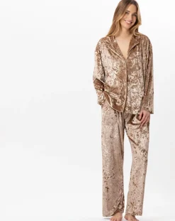 Femme Le Chat Veste d'intérieur en velours Platine dorée