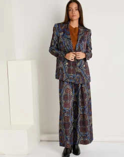 Outlet See u Soon Veste Emma satinée imprimée bordeaux/bleu