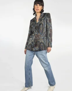 Outlet See u Soon Veste Emma satinée imprimée bordeaux/bleu