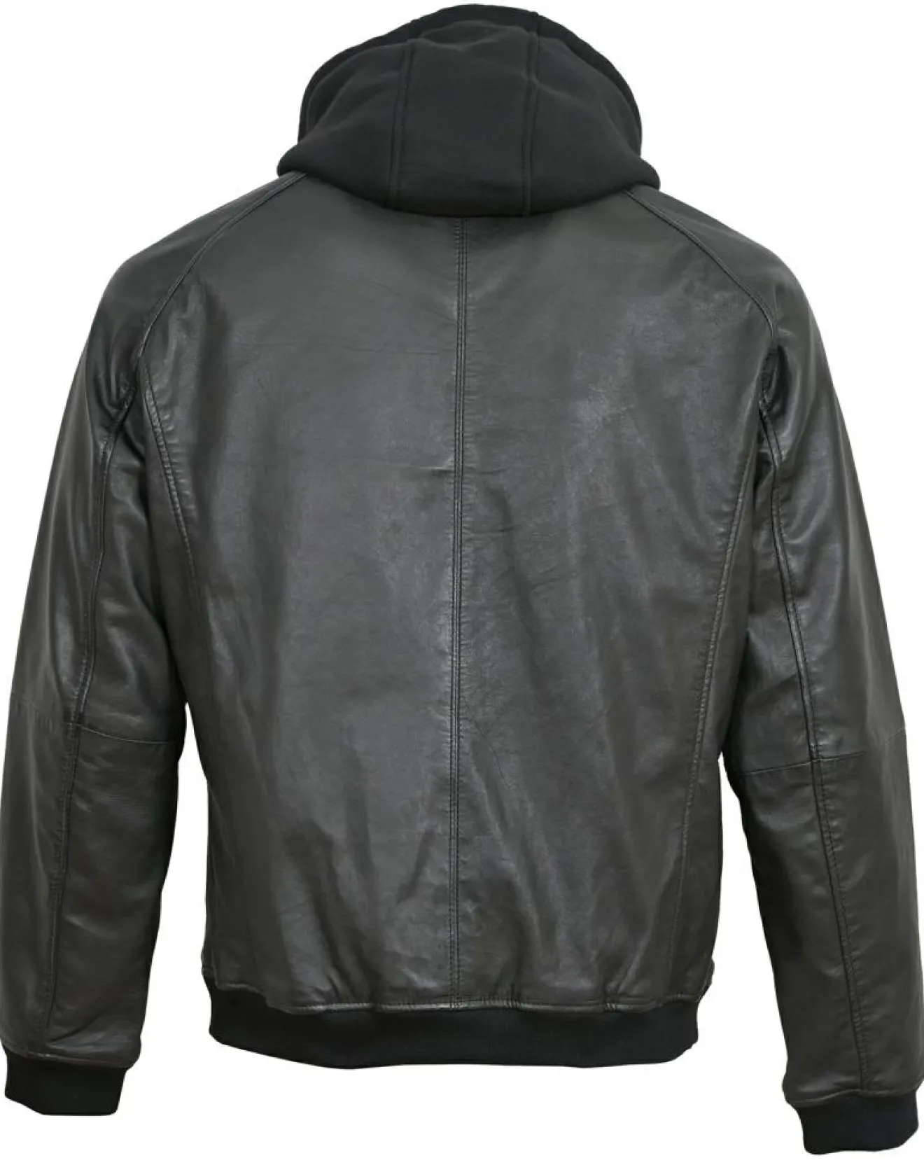 Hot Blue Wellford Veste en Cuir à capuche Bruz noire