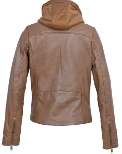 Best Chyston Veste en Cuir à capuche Cloelia cognac