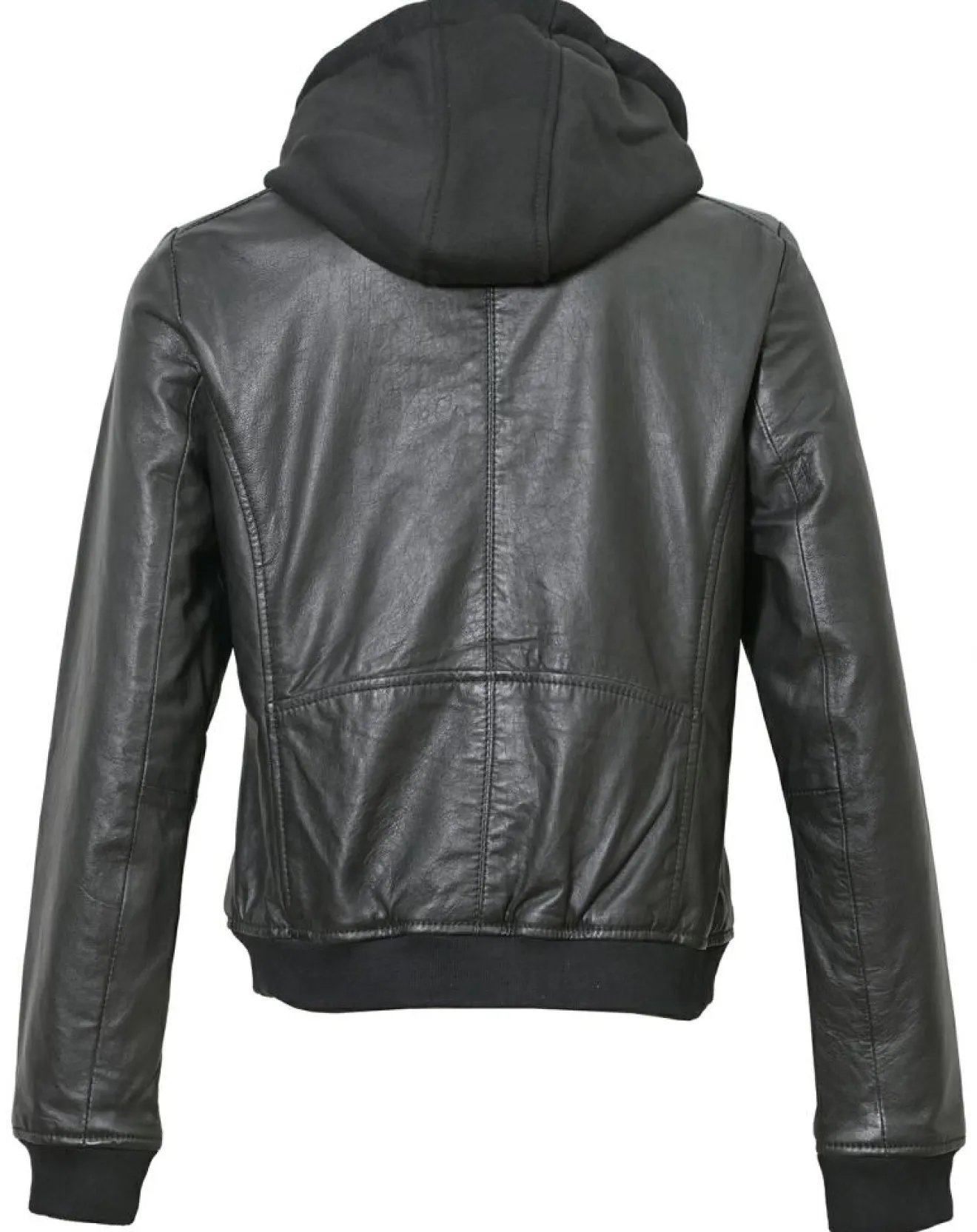 Femme Chyston Veste en Cuir à capuche Cornelia noire