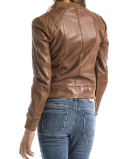 Online Blue Wellford Veste en Cuir Alba cognac