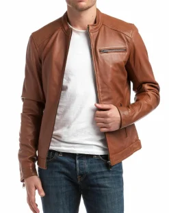 Homme Chyston Veste en Cuir Alban cognac