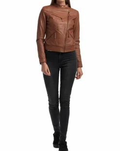 New Chyston Veste en Cuir Alison cognac