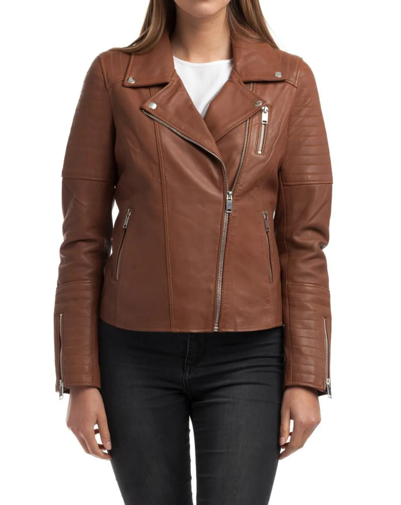 Chyston Veste en Cuir Althea cognac