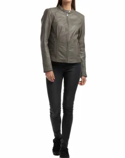 Femme Chyston Veste en Cuir Angelina grise