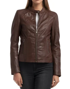 Femme Chyston Veste en Cuir Angelina marron