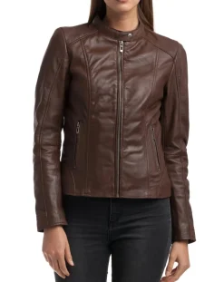 Femme Chyston Veste en Cuir Angelina marron