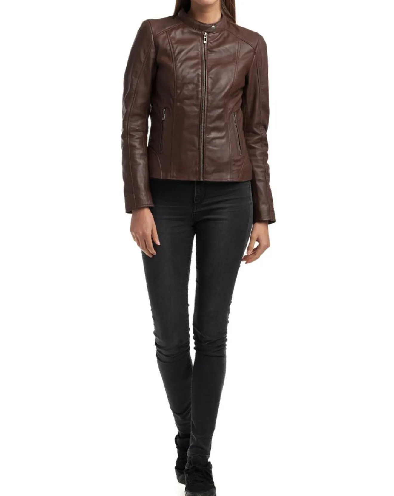 Femme Chyston Veste en Cuir Angelina marron