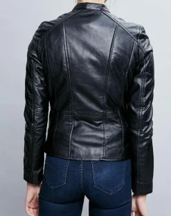 Femme Chyston Veste en Cuir Angelina noire