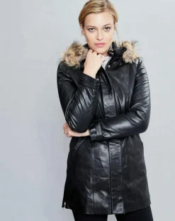 Femme Chyston Veste en Cuir Annie noire