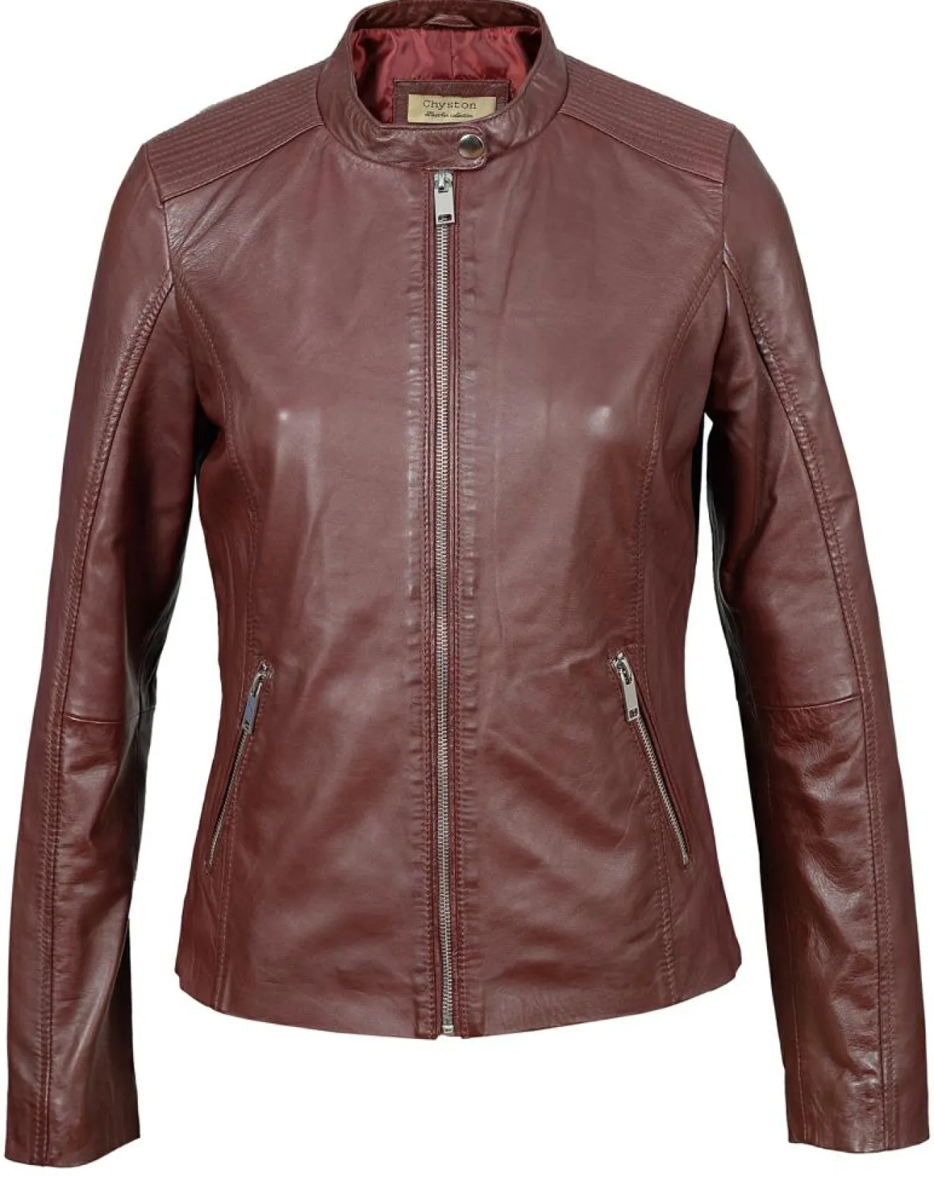 Femme Chyston Veste en Cuir Appoline bordeaux