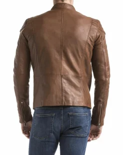 Homme Blue Wellford Veste en Cuir Ardesco cognac