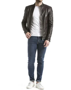 Clearance Blue Wellford Veste en Cuir Ardesco marron