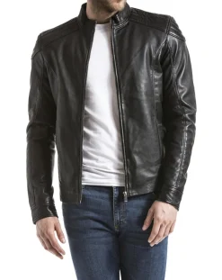 Homme Blue Wellford Veste en Cuir Ardesco noire