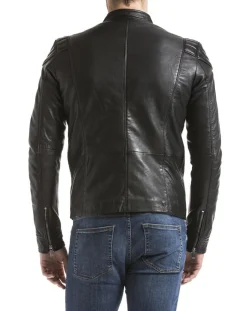 Homme Blue Wellford Veste en Cuir Ardesco noire