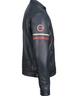 Sale Chyston Veste en Cuir Bakary bleu marine