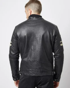 Homme Chyston Veste en Cuir Bakary noire