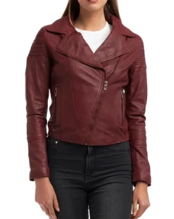 Femme Chyston Veste en Cuir Barbara bordeaux