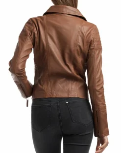 Femme Chyston Veste en Cuir Barbara cognac