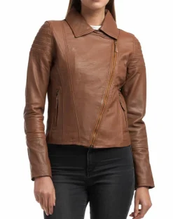 Femme Chyston Veste en Cuir Barbara cognac