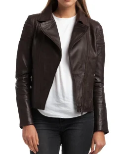Femme Chyston Veste en Cuir Barbara marron