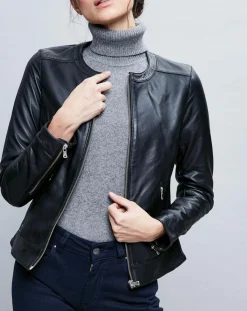 Femme Chyston Veste en Cuir Basilea noire