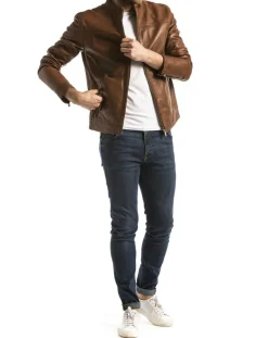 Discount Blue Wellford Veste en Cuir Bayon cognac