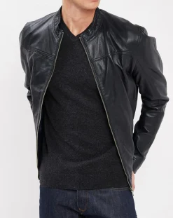 New Blue Wellford Veste en Cuir Bayon marine