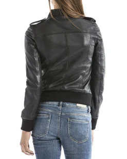 New Blue Wellford Veste en Cuir Belaya noire