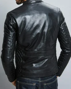 Homme Chyston Veste en Cuir Ben noire