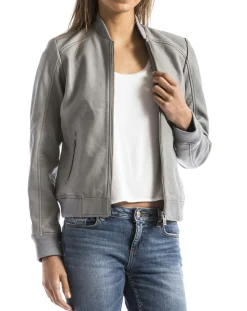 Femme Blue Wellford Veste en Cuir Benoue gris clair